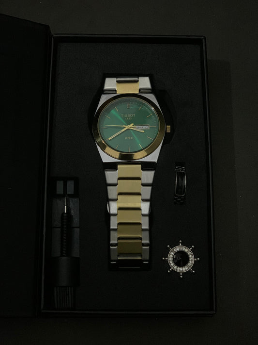 Tissot PRX Green Dial Men's Watch – Stainless Steel & Gold Two-Tone